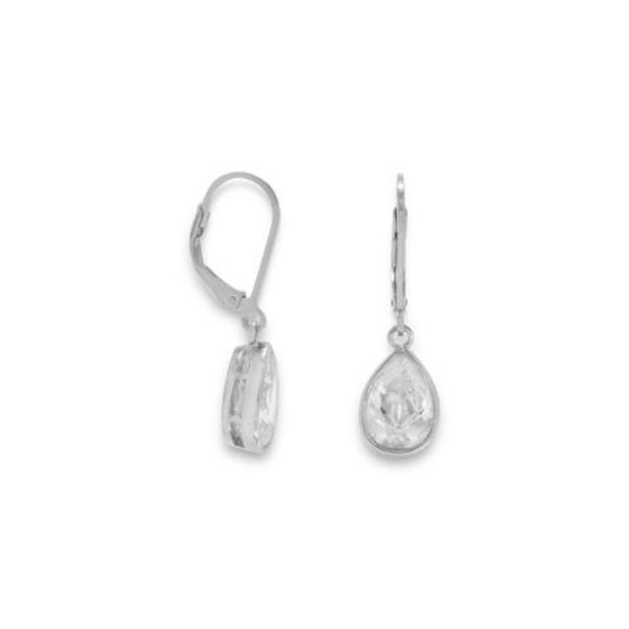 Rhodium Plated CZ Drop Earrings main image 0